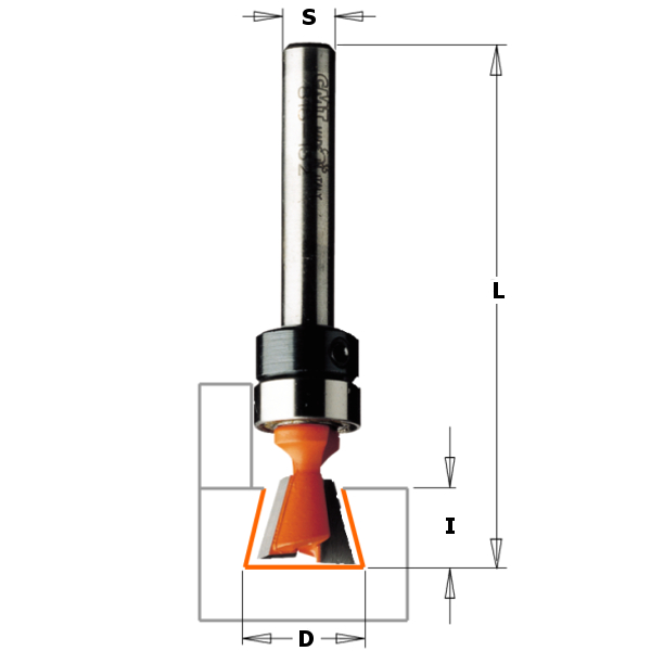 Senk- / gradfres CMT; S=1/4''; D=9,52 mm; med kulelager