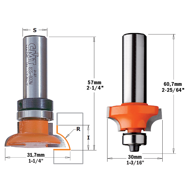 Fresestål CMT 855.802.11; 31,7/12 mm; 2 stk