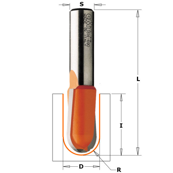 Avrundingsfreser CMT; S=12 mm; D=19 mm