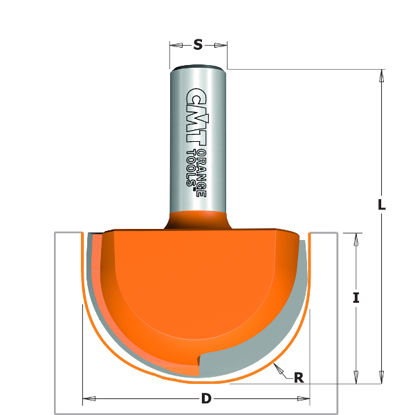 Avrundingsfreser CMT; S=12 mm; D=50,8 mm; R=25,4 mm