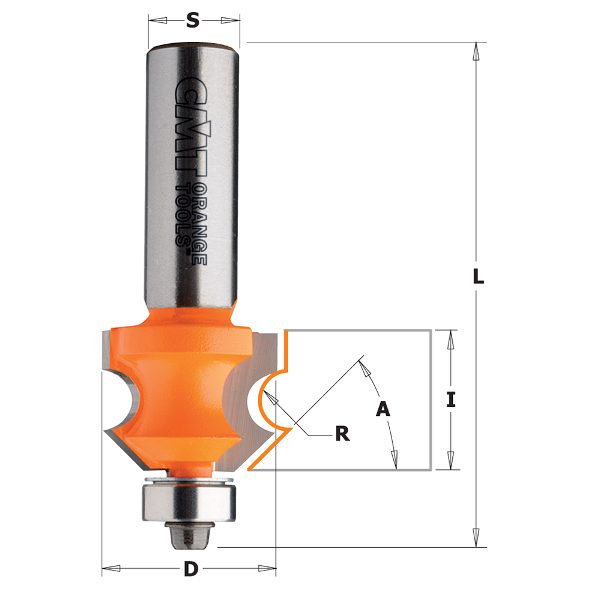 Profil-notfres CMT; S=12 mm; D=23,8 mm; R=4 mm; med kulelager