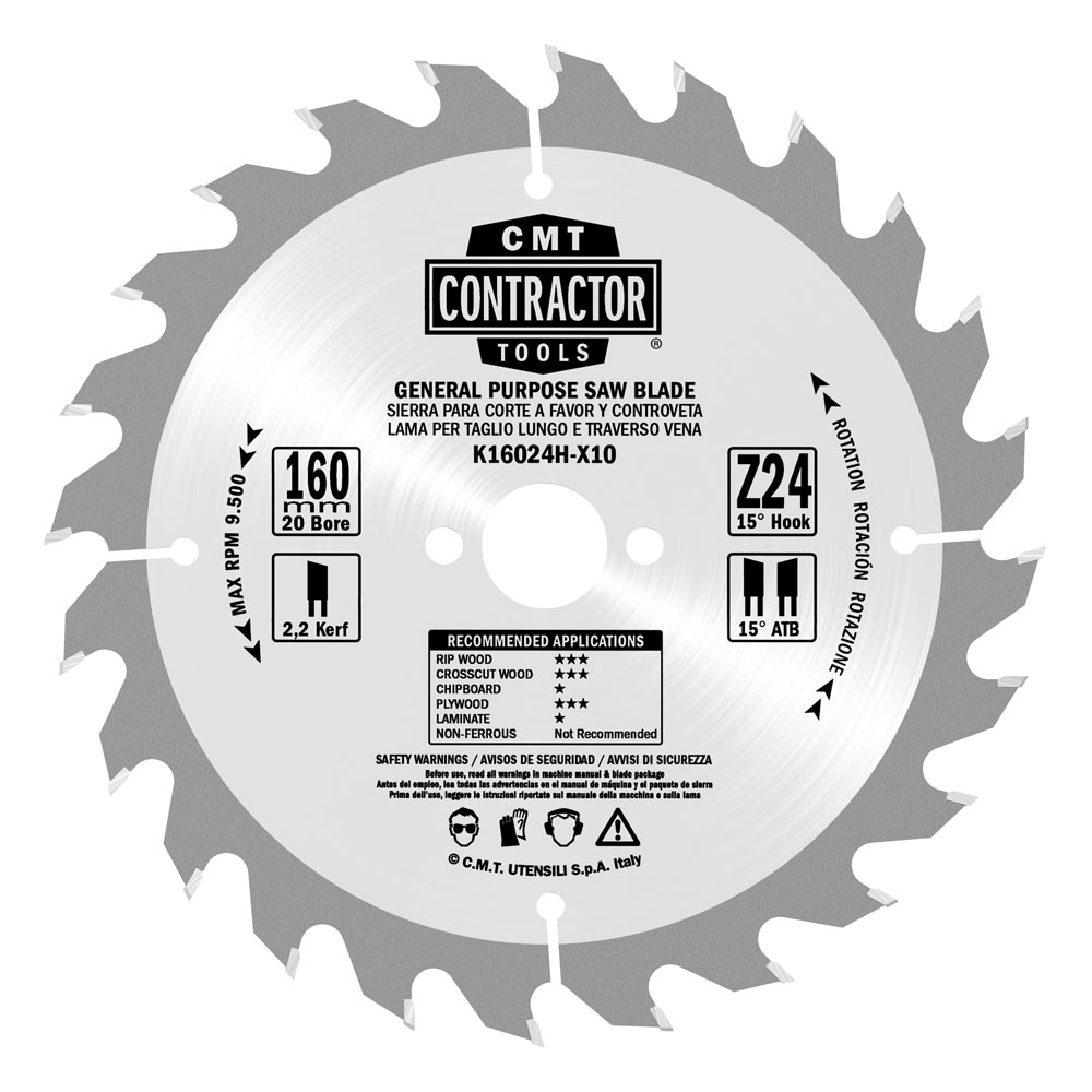 Sagblad for tre CMT Contractor; 136x1.5x20; Z18; 15°