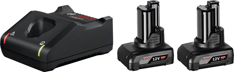 Tilbehørsett Bosch GBA; 12 V; 2x6,0 Ah + lader GAL 12V-40