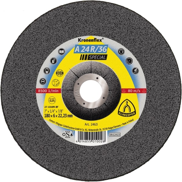 Slipeskive Klingspor A 24 R/36 Special; 115x6x22,23 mm; 10 stk