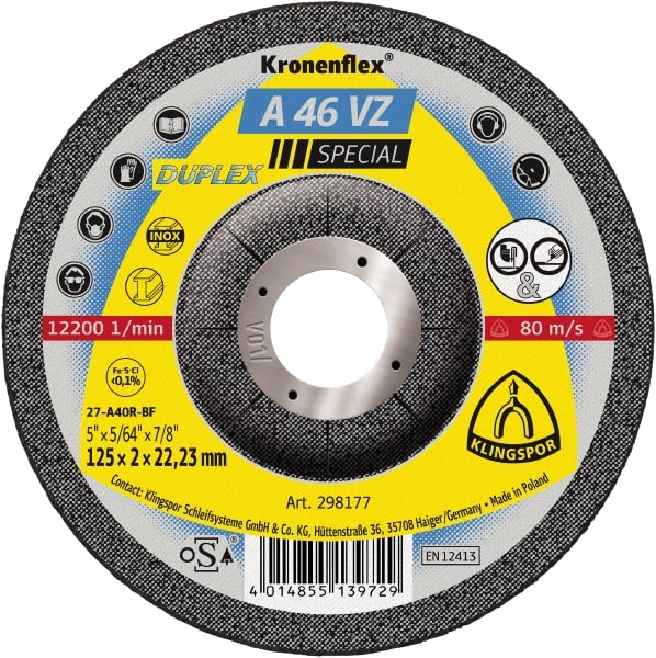 Slipeskive Klingspor A 46 VZ Special; 115x2x22,23 mm; 25 stk