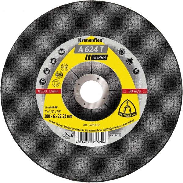 Slipeskive Klingspor A 624 T Supra; 230x6x22,23 mm; 10 stk