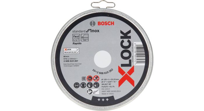 Abrasiv kappeskive Bosch X-LOCK Standard for Inox; 125x1x22,23 mm; 10 stk