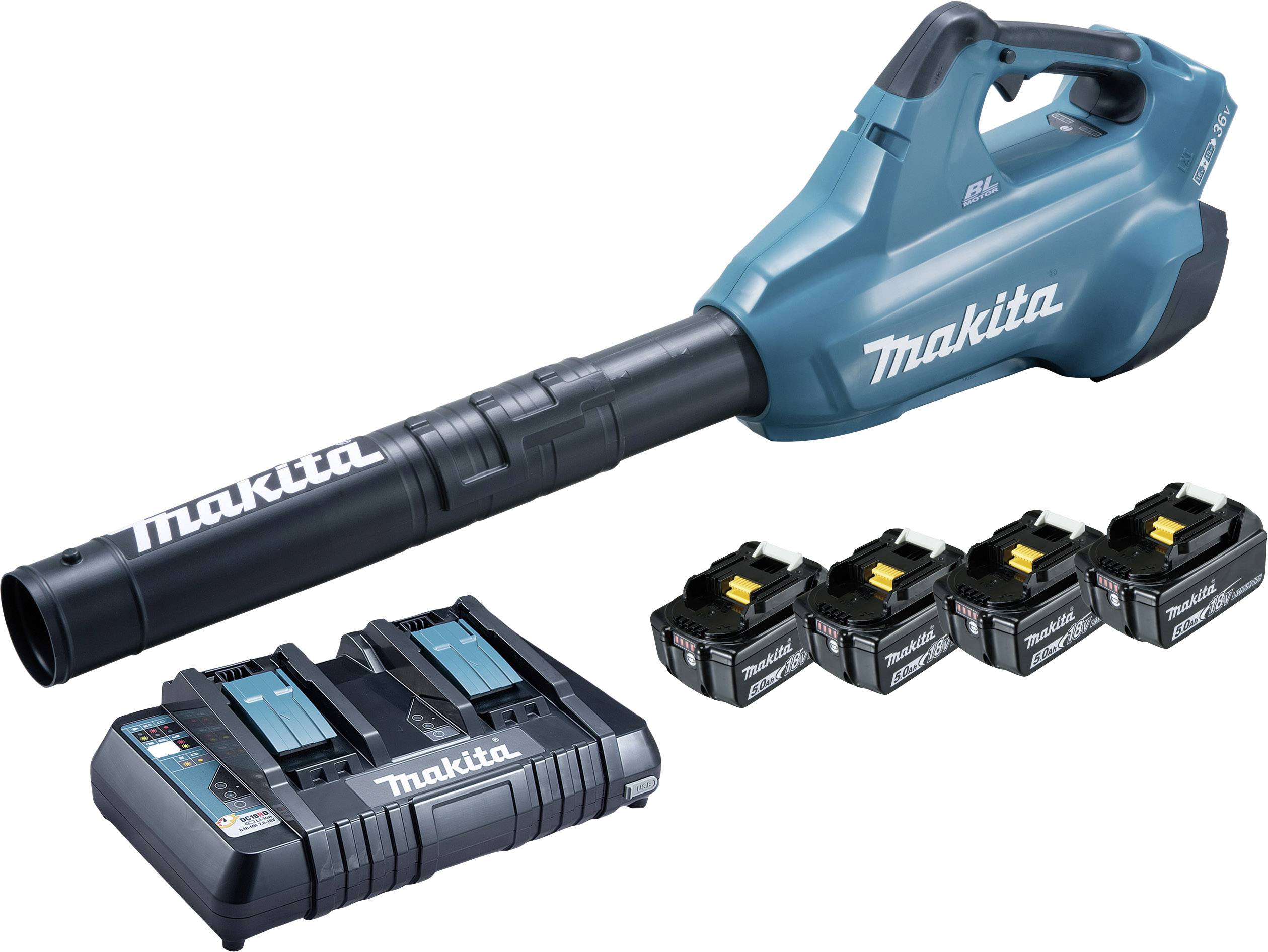 Batteridrevet løvblåser Makita DUB362PT4; 2x18 V; 4x5,0 Ah batt.