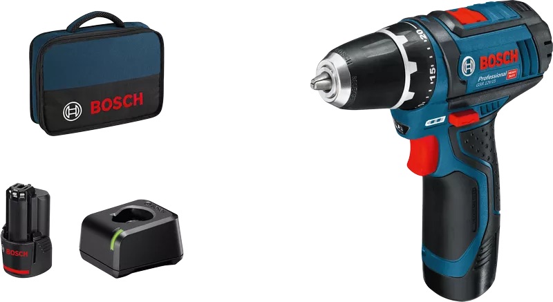 Skrutrekker/bor Bosch GSR 12V-15; 12 V; 2x2,0 Ah batt.