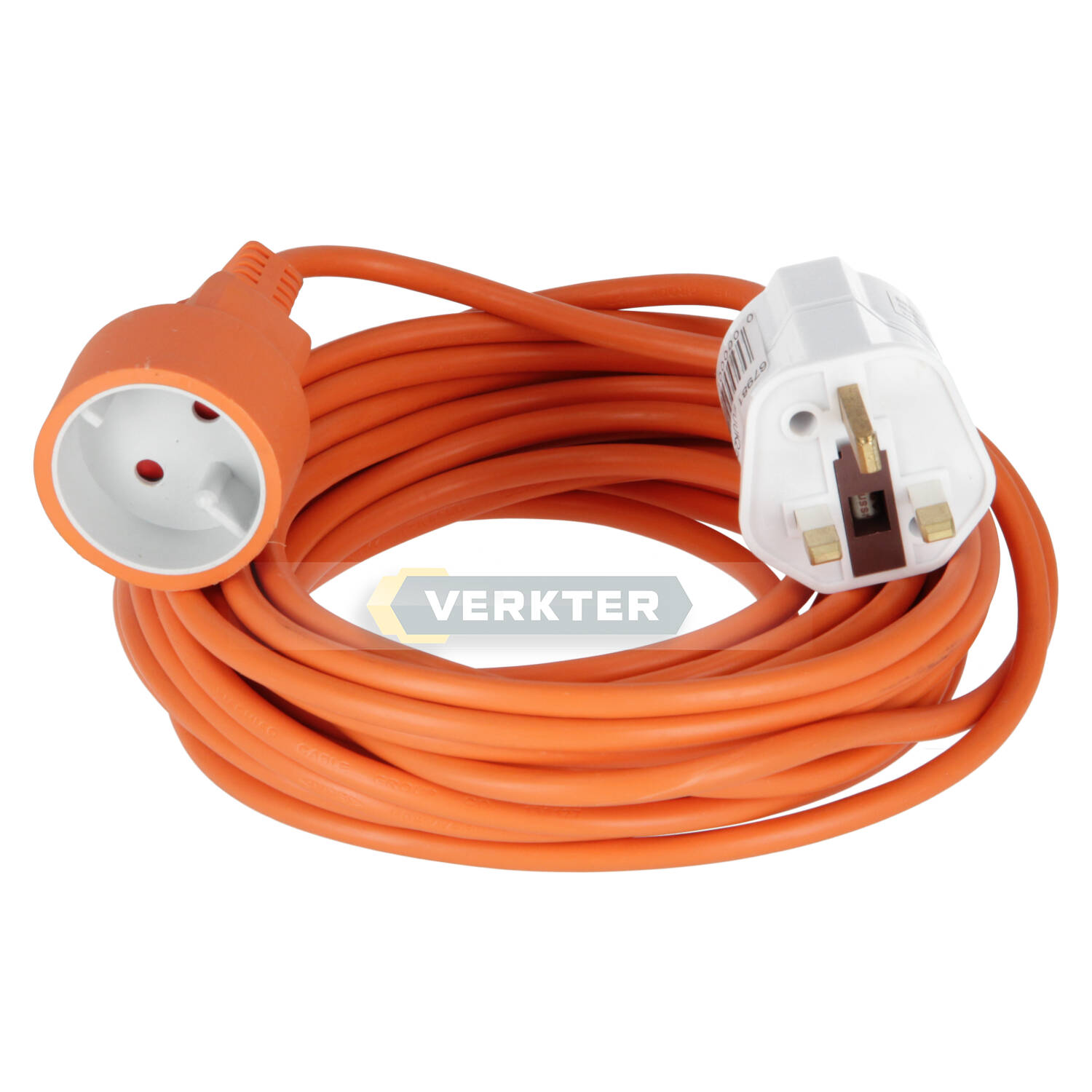 Forlengelsesledning Bellight H05VV-F; 220V; 10 m + Hovedadapter fra EU til UK-standard