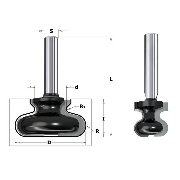 Kantgreppsfres CMT Contractor K955-380; S=8mm, D=38,1 mm