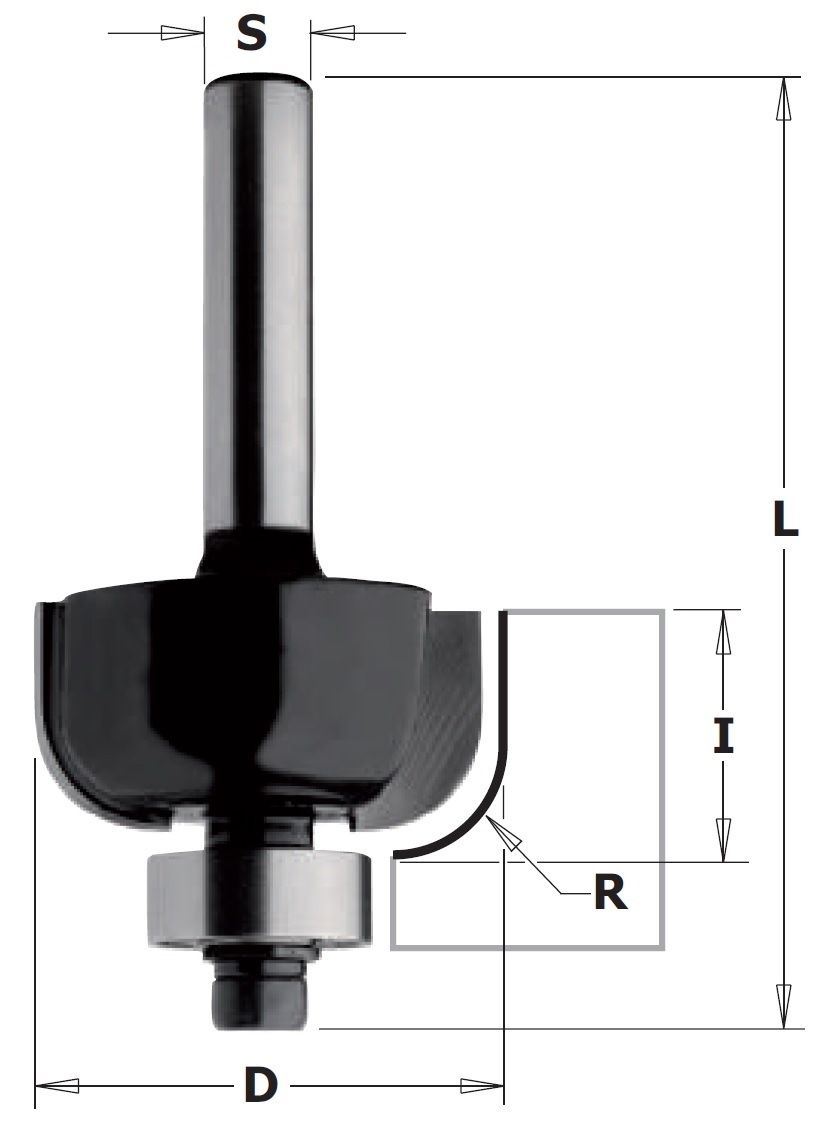 Kant- og hjørnefres CMT K937-380, D-38,1 mm; med kulelager