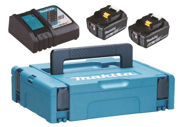 Tilbehørsett Makita; 18 V; 2x6,0 Ah batteri + lader DC18RC