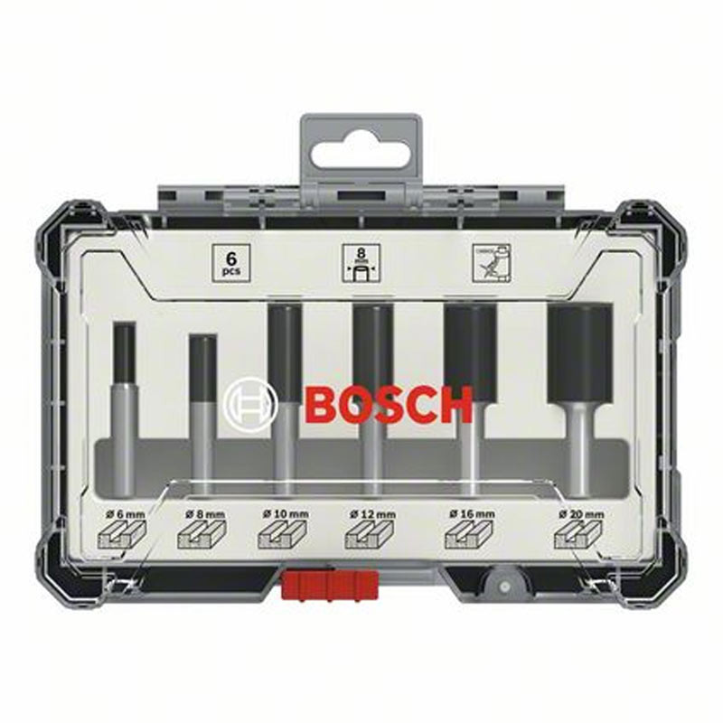 Freseborsett Bosch Straight; 8 mm; 6 deler