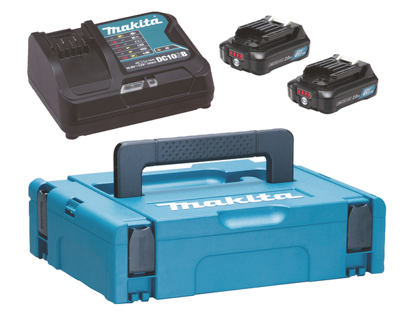 Tilbehørsett Makita 197658-5; 12 V; 2x2,0 Ah batteri. + lader DC10SB