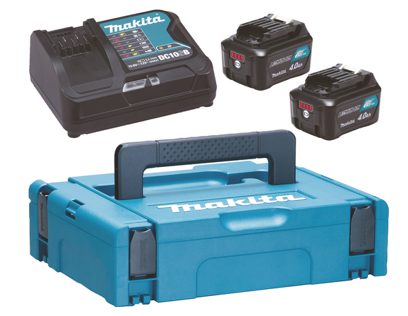 Tilbehørsett Makita 197641-2; 12 V; 2x4,0 Ah batteri. + lader DC10SB