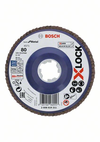 Lamellrondeller Bosch X-LOCK; Ø125 mm; P80