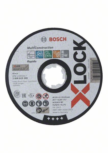 Slipeskive Bosch Multi Construction X-LOCK; Ø125x1,0 mm