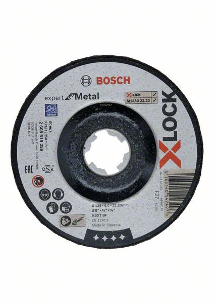Slipeskive Bosch Expert for Metal X-LOCK; Ø125x6,0 mm