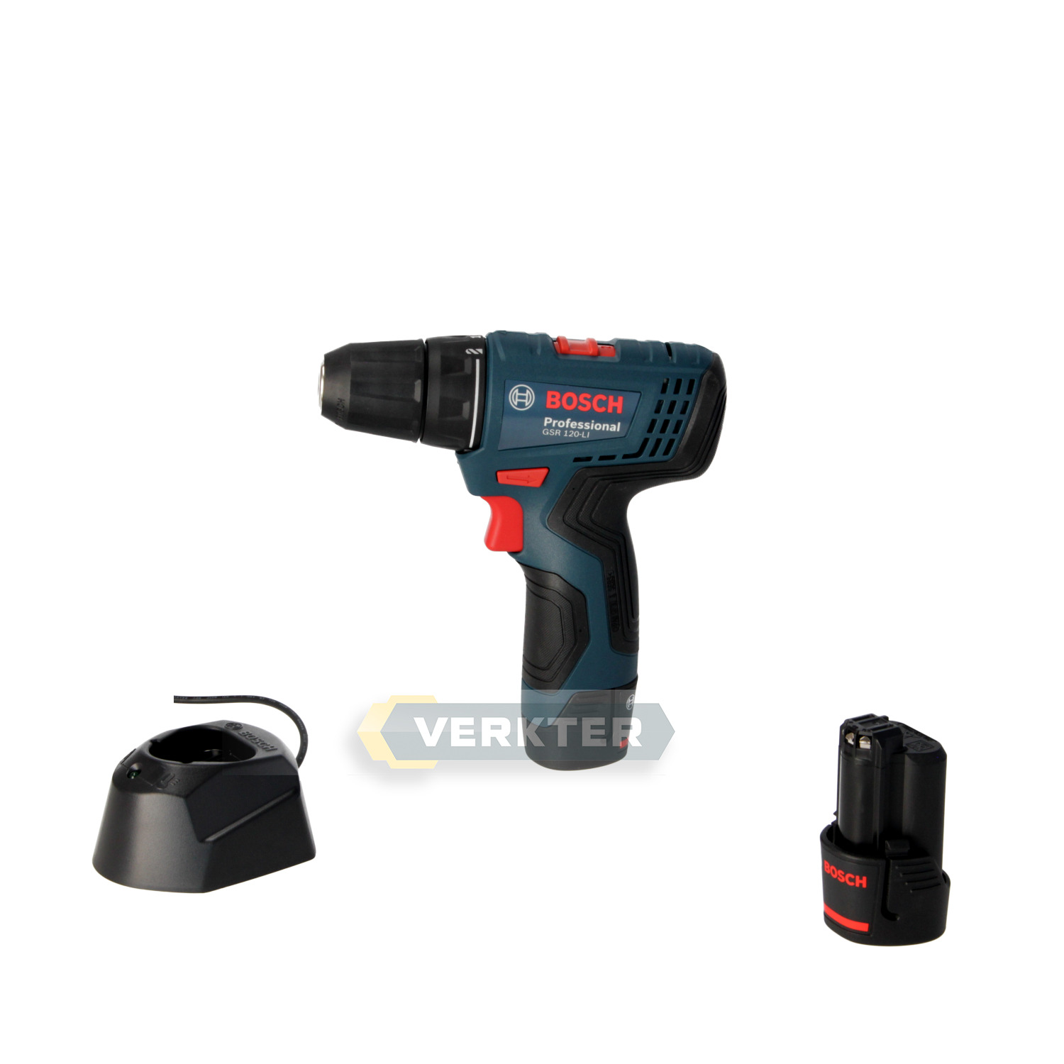 Skrutrekker/bor Bosch GSR 120-Li; 12 V; 2x2,0 Ah batt.