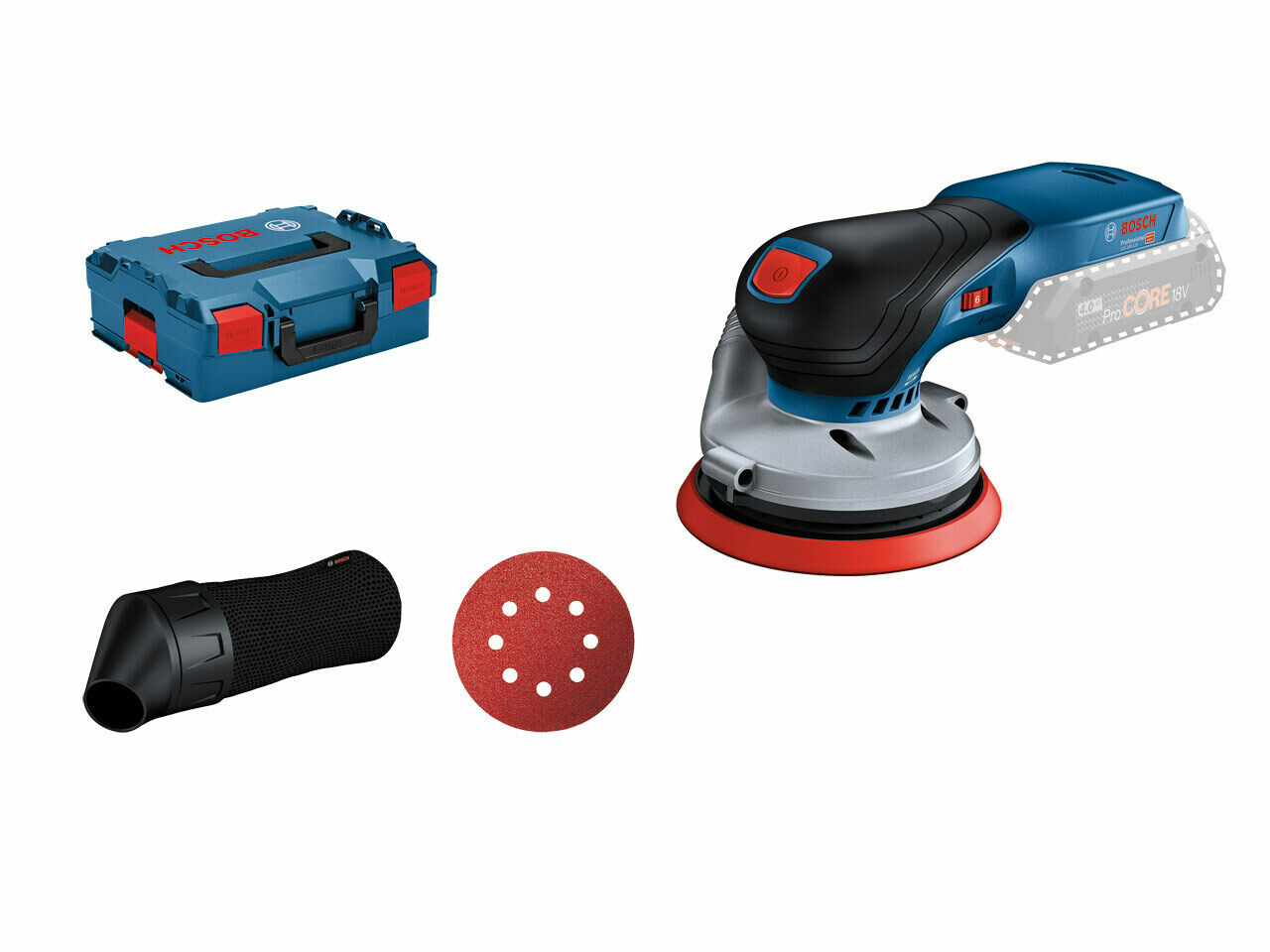 Eksentersliper Bosch GEX 18V-125 L-Boxx; 18 V (uten batteri og lader)