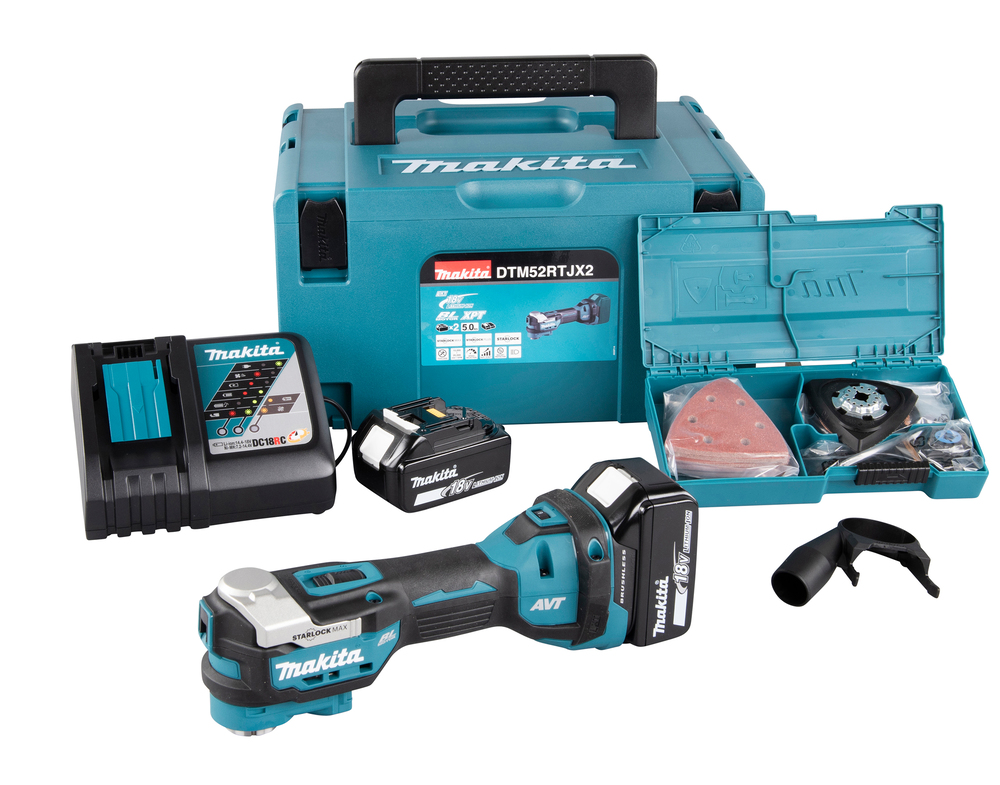 Flerfunksjonsverktøy Makita DTM52RTJX2; 18 V; 2x5,0 Ah batt.