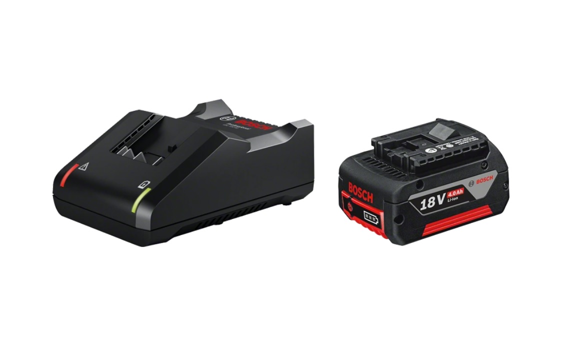 Batteri Bosch GBA 18 V; 4,0 Ah; Li-ion + lader GAL 18V-40