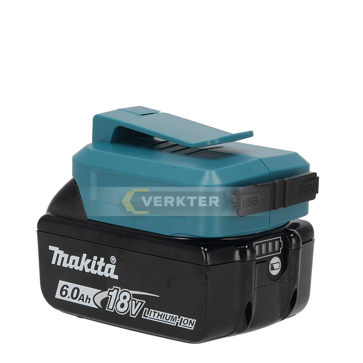 Batteriadapter Ahlio passer til Makita 18V -> USB (x2) kan brukes for lading av mobilbatteri