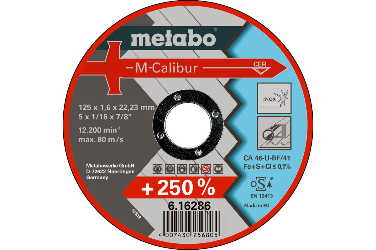 Abrasiv kappeskive Metabo M-Calibur; 125x1,6x22,23 mm