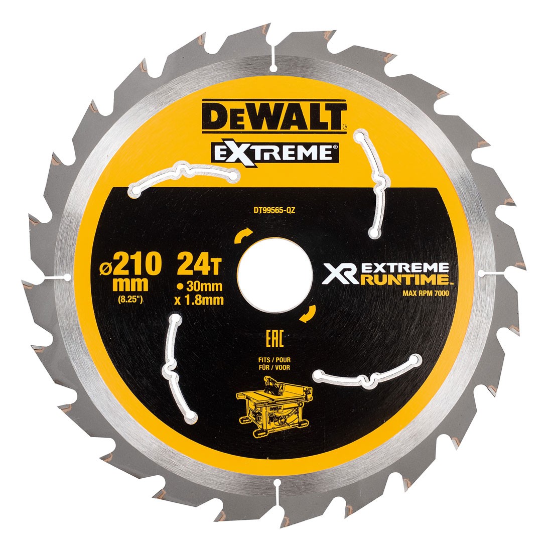 Sagblad for tre DeWalt DT99565-QZ; 210x1,8x30 mm; Z24; 25°