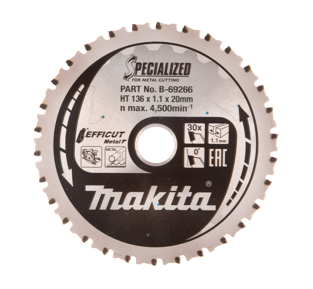 Sagblad for metall Makita Efficut Metal; 136x1,1x20 mm; Z30; 0°