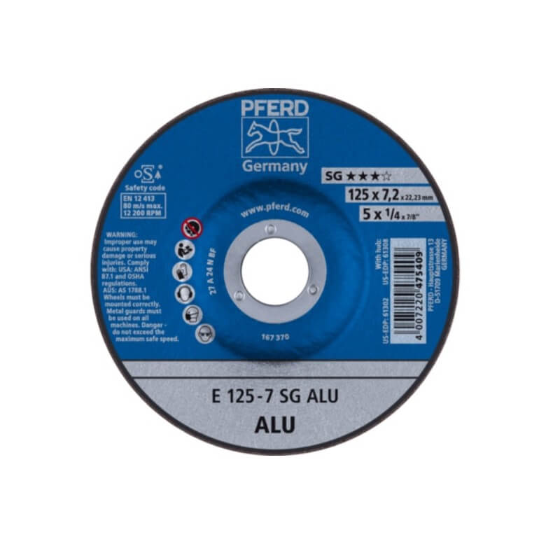 Slipeskive Pferd 62212622 E125-7 A 24 N SG Alu; 125x7x22mm