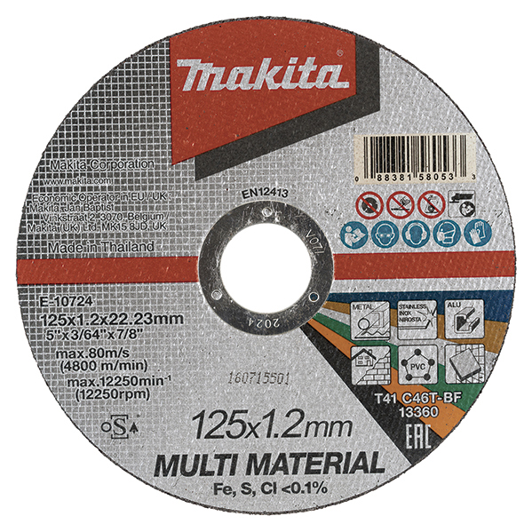 Abrasiv kappeskive Makita E-10724 T41; 125x1,2x22,23 mm