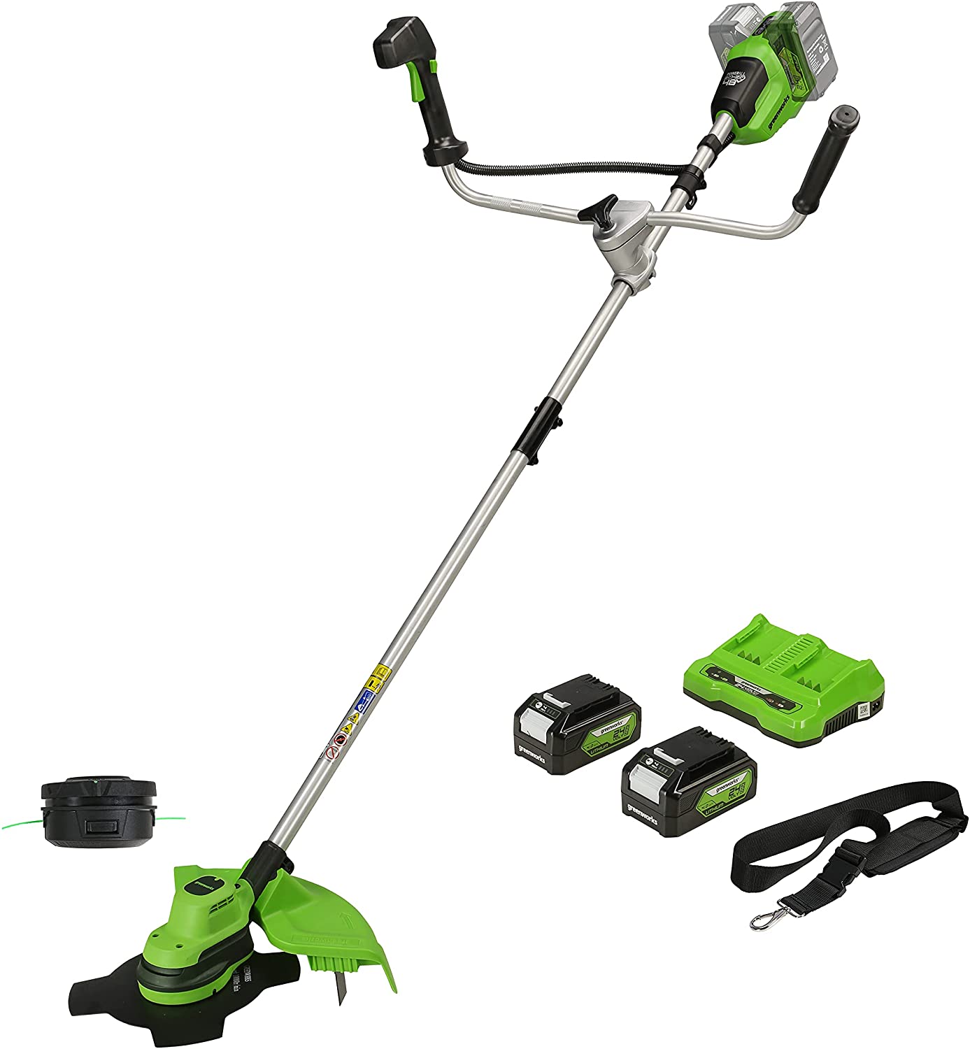Gresstrimmer Greenworks GD24X2BCBK4x; 2x24 V; 2x4,0 Ah batt.