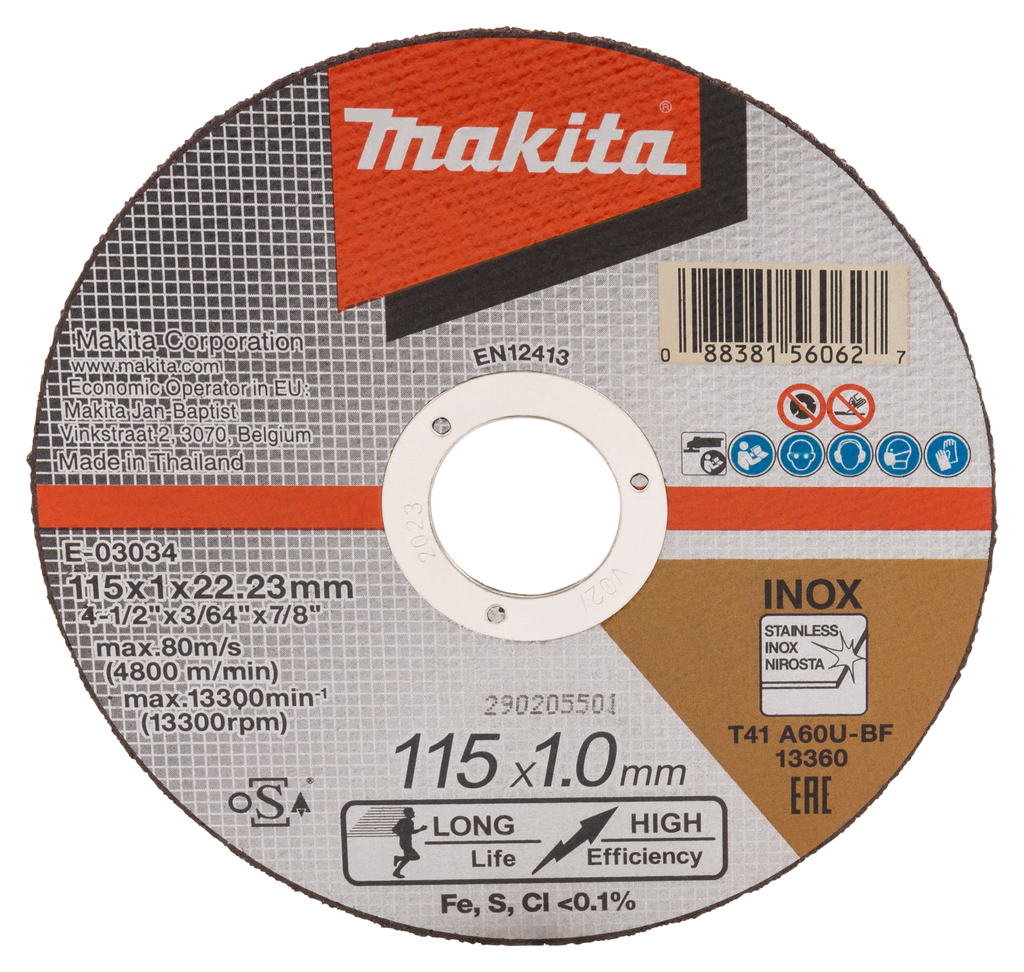 Abrasiv kappeskive Makita E-03034; 115x1,0x22,23 mm