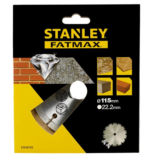 Segmentert diamantsagskive for våt- og tørrkapping Stanley STA38102-XJ; 115x22,23 mm