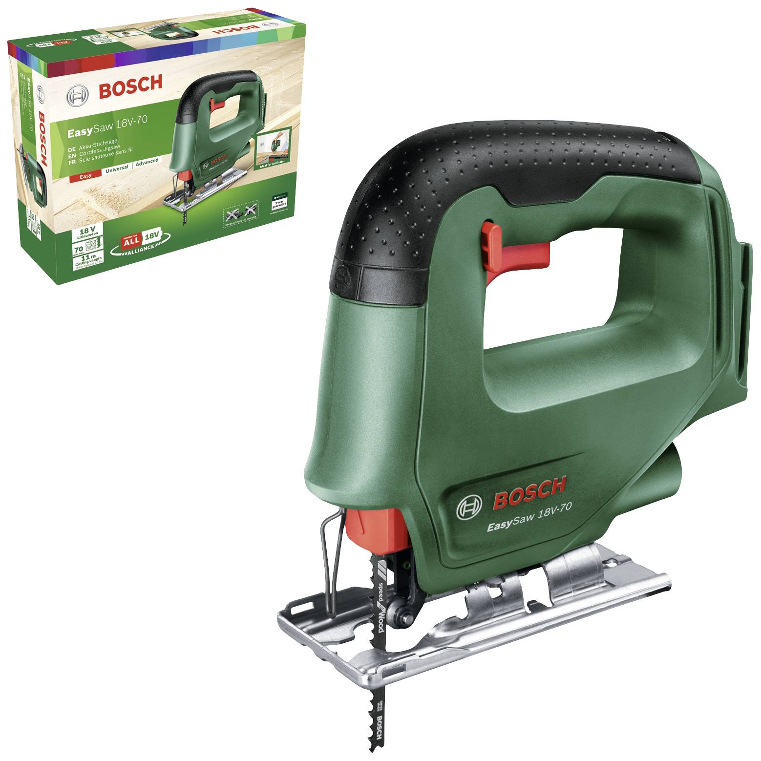 Batteridrevet stikksag Bosch EasySaw 18 solo; 18 V (uten batteri og lader)