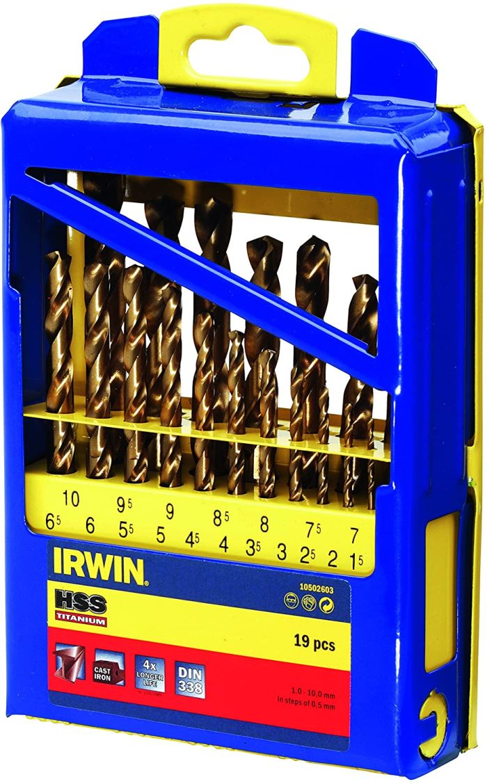 Metallborsett Irwin HSS; 1-10 mm; 19 stk
