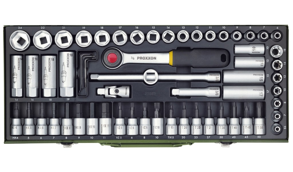 Sett med 65 hoder Proxxon; 3/8''