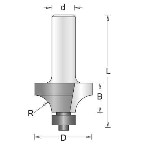 Avrundingsfres Hikoki 754102; d=8 mm; D=19,1 mm; med kulelager