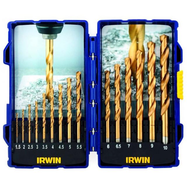 Metallborsett Irwin HSS Titanium; 1,5-10 mm; 15 stk