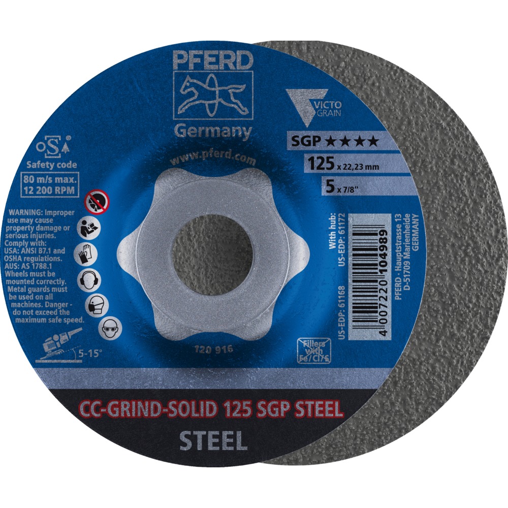 Slipeskive Pferd CC-Grind-Solid SGP; 125 mm