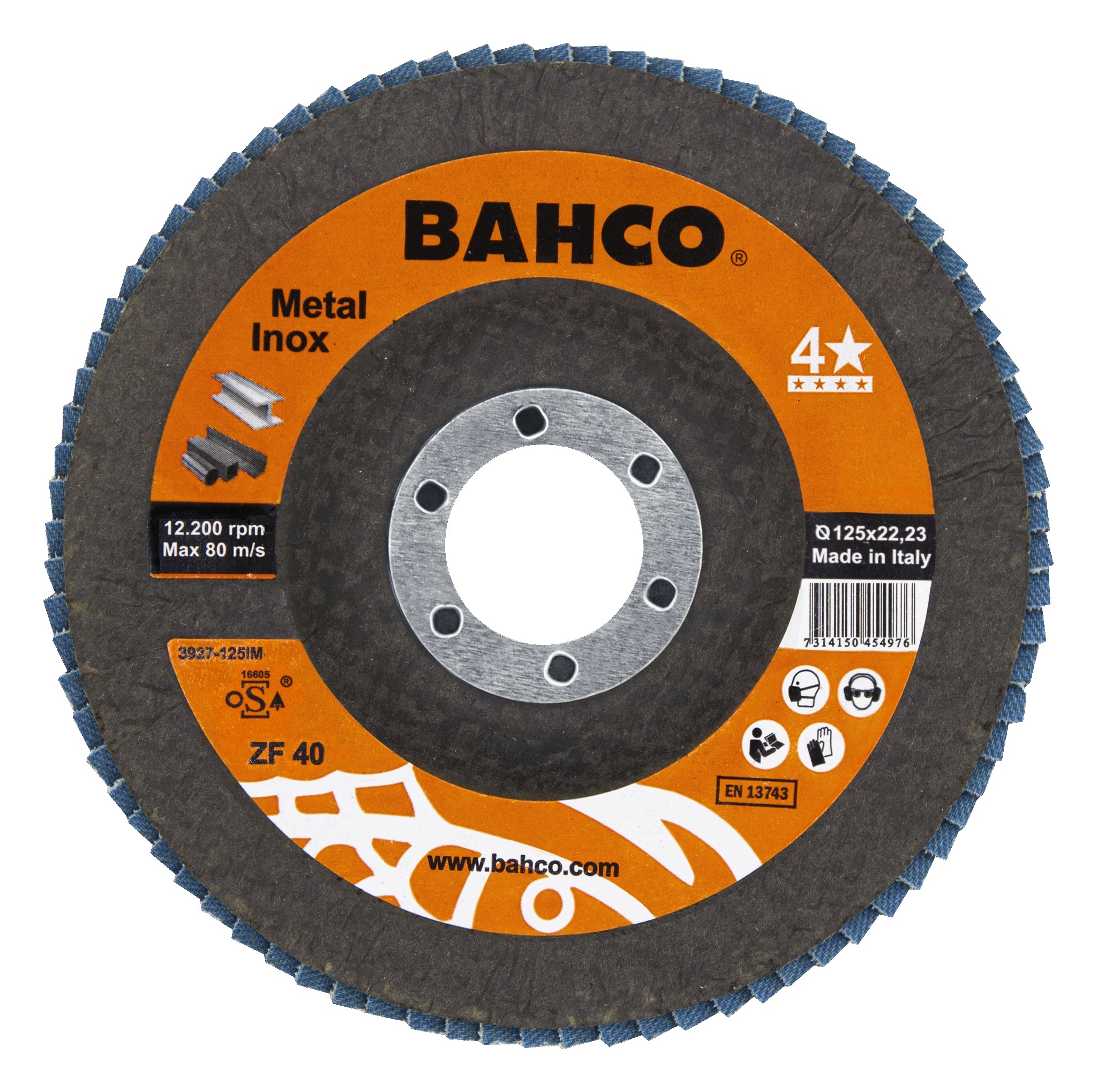 Lamellrondeller Bahco Inox&Metal; 125 mm; P80