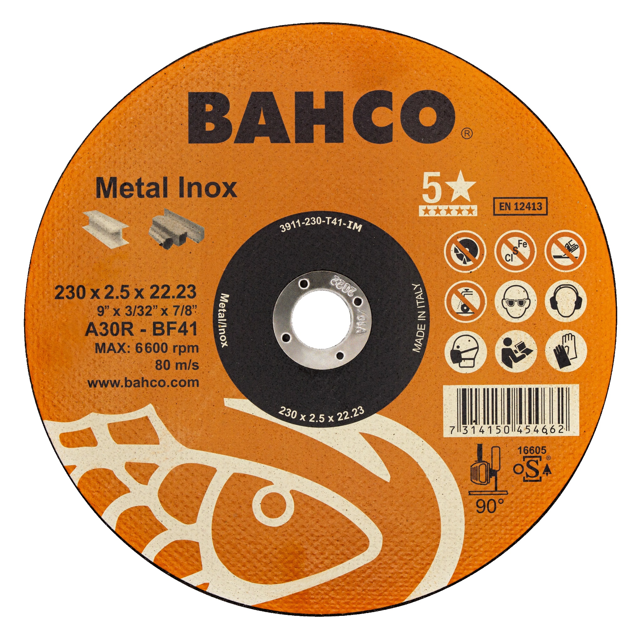 Abrasiv kappeskive Bahco Metal Inox; 230x2,5 mm