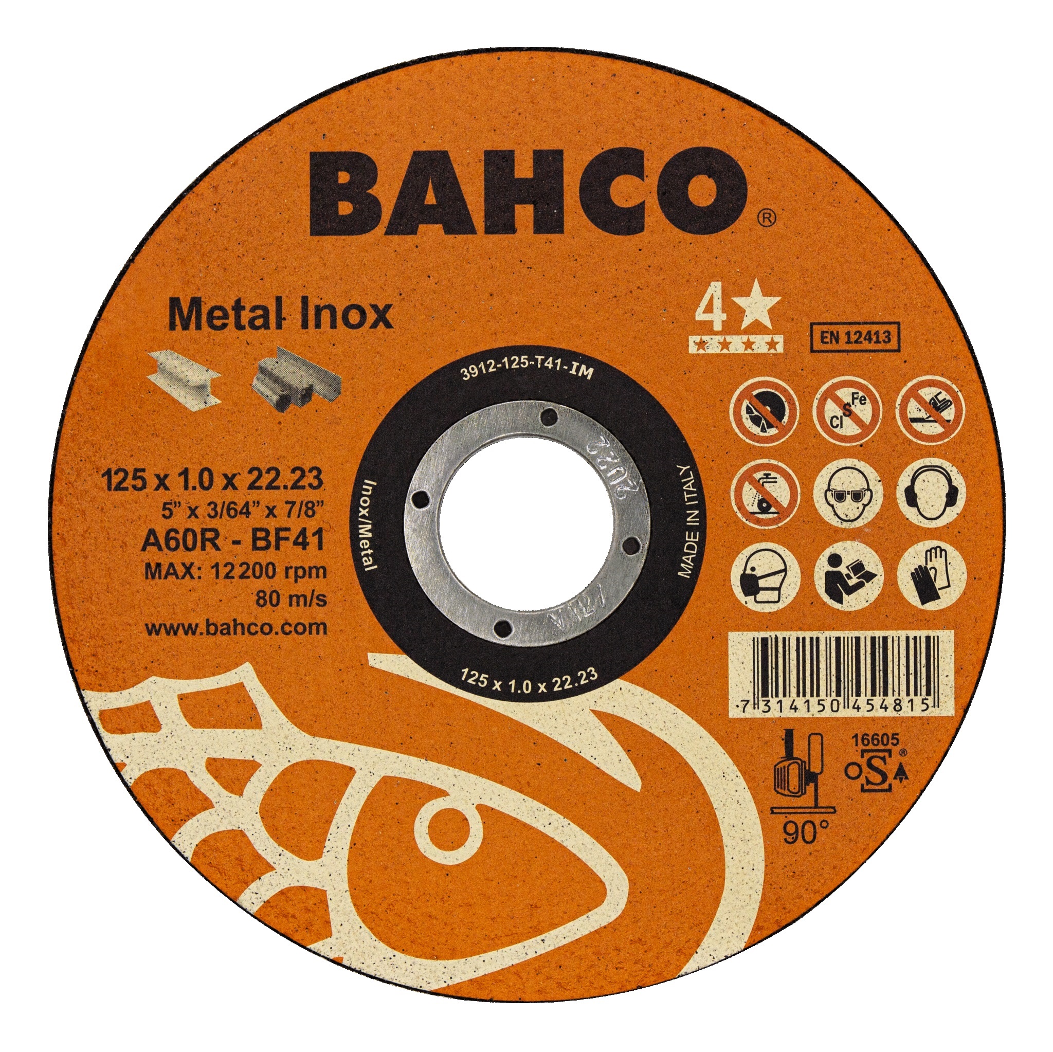 Abrasiv kappeskive Bahco Metal Inox; 125x1 mm
