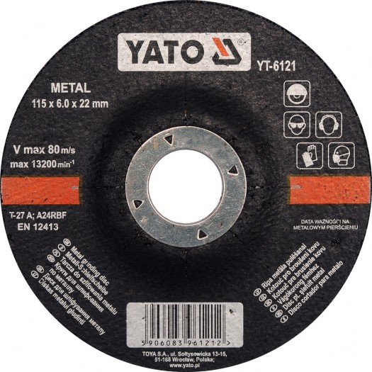 Slipeskive Yato YT-6121; 115x6,0x22 mm
