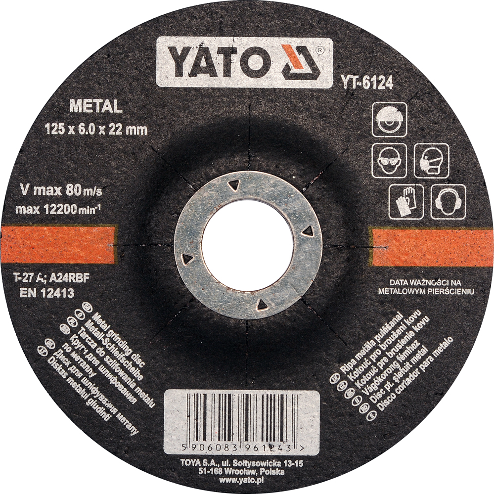Slipeskive Yato YT-6124; 125x6,0x22 mm