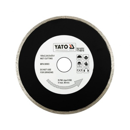 Diamantkappskive til våtskjæring Yato YT-6016; 180x25,4 mm