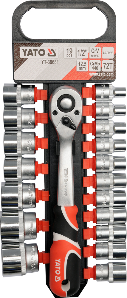 Hylsenøkkelsett Yato YT-38681; 1/2''; 19 stk