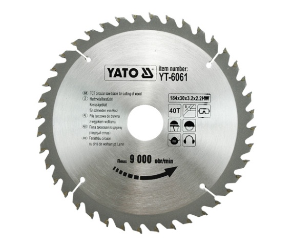 Sagblad for tre Yato YT-6061; 184x3,2x30 mm; Z40